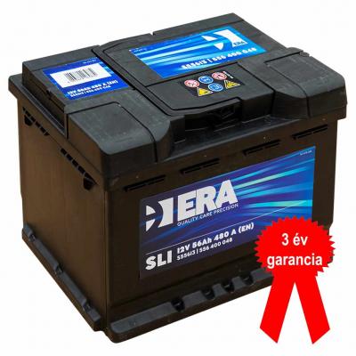 ERA SLI S55613 akkumulátor, 12V 56Ah 480A J+ EU, magas, 3 év garancia!
